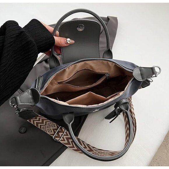 Chic Lightweight Purse with Leather Top-handle Gray - Picture 6 of 6